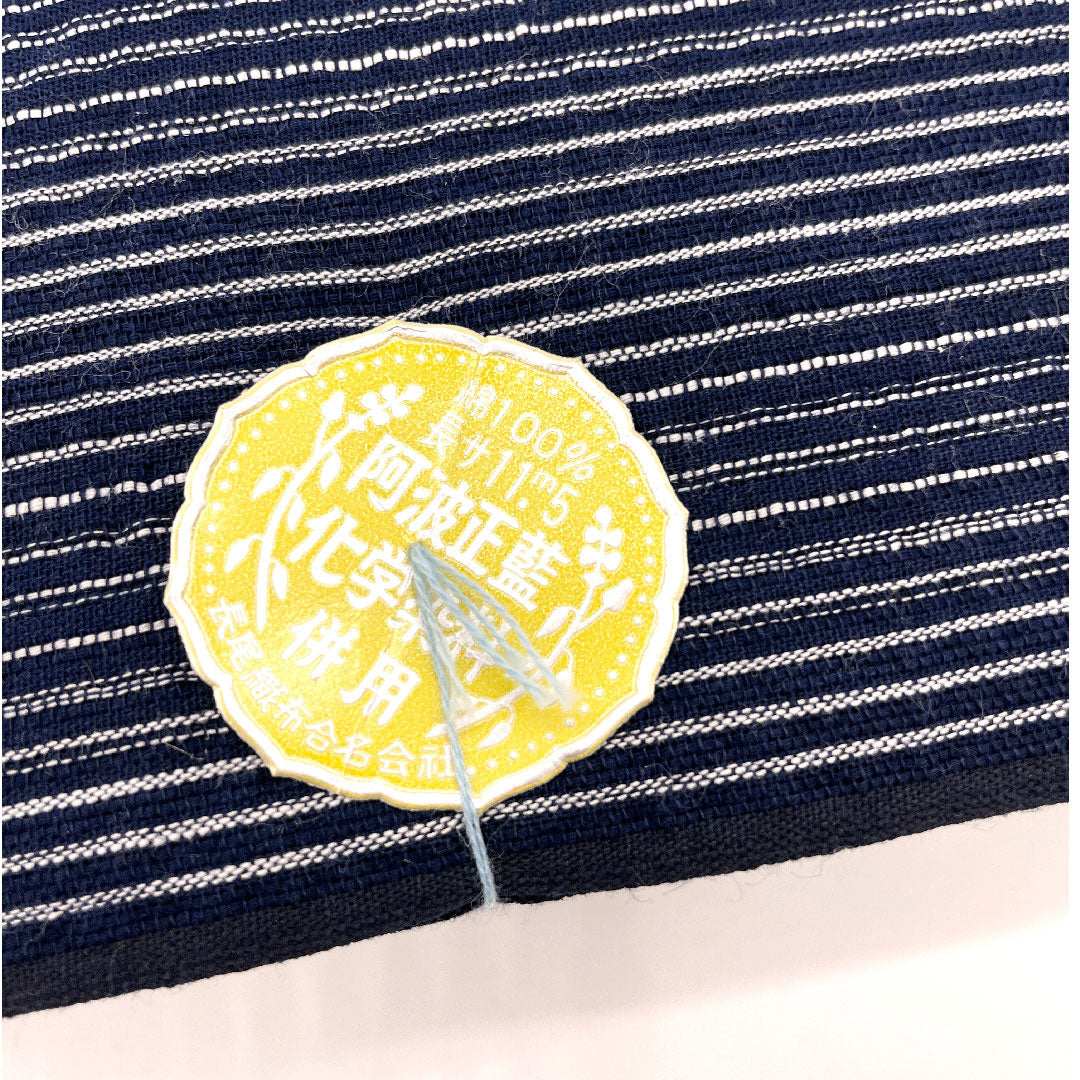 浴衣 阿波しじら 格子 反物 無形文化財 木綿 Sランク 単衣  紺系 1118000562118