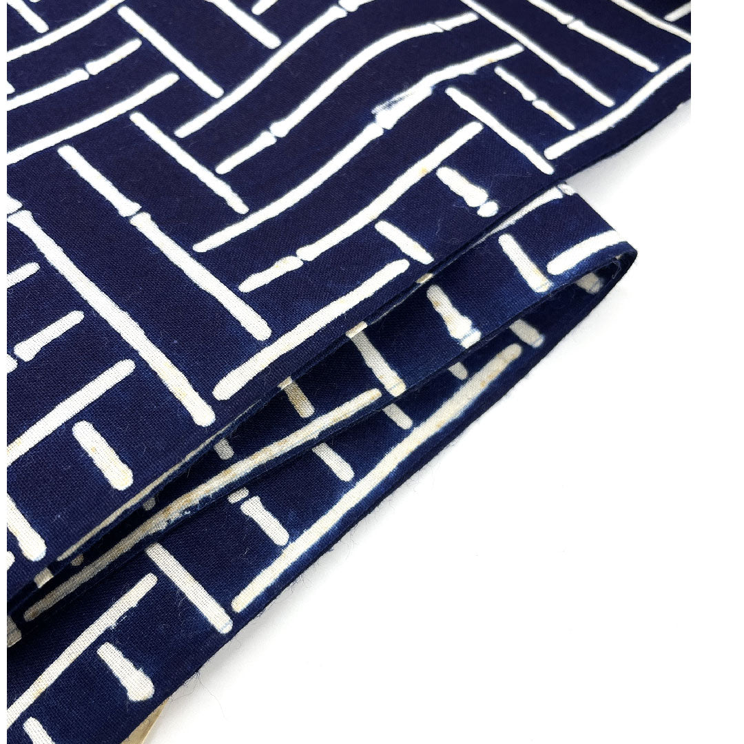 Yukata Chikusen Fabric Checkered Bamboo Pattern Cotton A Rank Single Layer Navy Blue 1118000453118