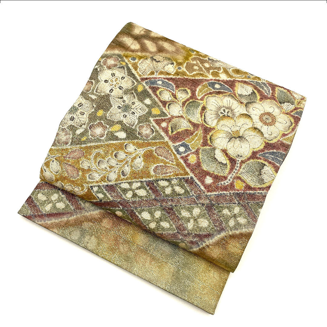Fukuro Obi Tsujigahana Fukureori Obi Length 444cm Pure Silk S Rank Point Pattern Semi-Formal Gold 1123001412321