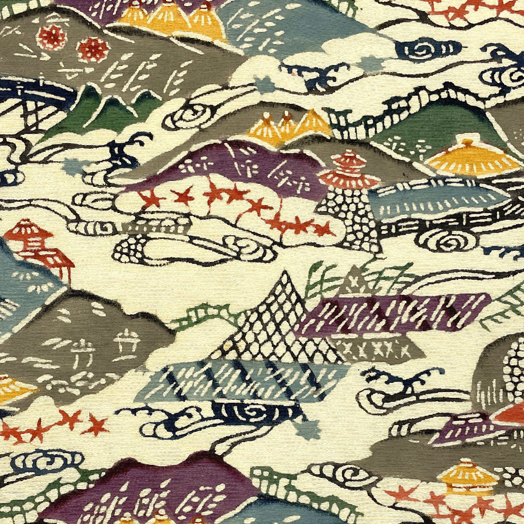 Nagoya obi, Kyoto Bingata style, stencil dyeing, obi length 354cm, pure silk, A rank, six-pass, casual, white, 1124000633311, Nagoya style