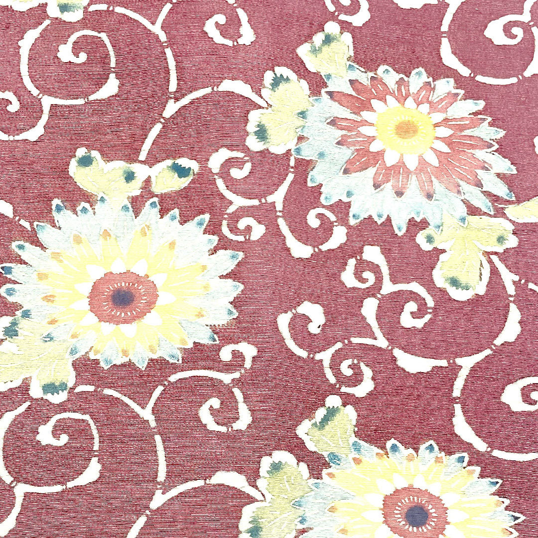 Nagoya obi with arabesque pattern and floral pattern, obi length 359.5cm, pure silk, S rank, six-pass, casual, purple, 1124000802320, Nagoya style