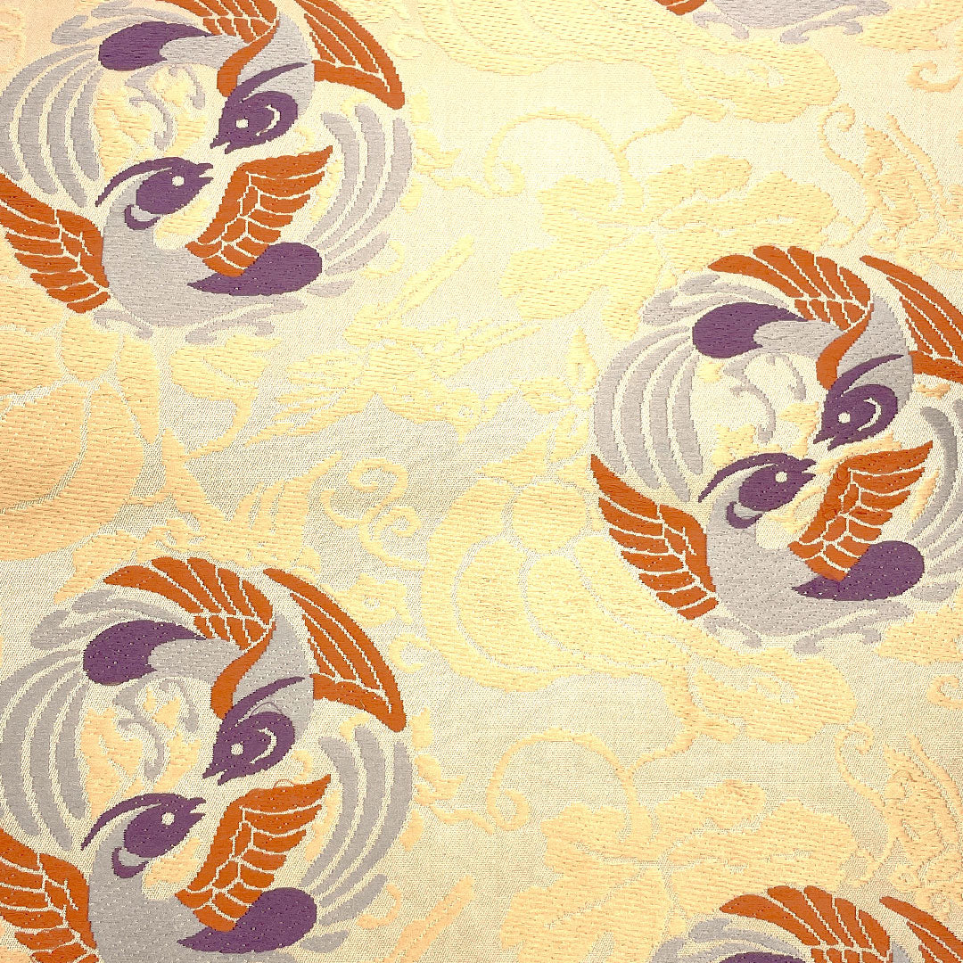 Nagoya obi, Living National Treasure Kitagawa Heiro, Honkaraori, Facing Birds, Length 367cm, Pure Silk, A Rank, Six-way, Casual, Pink, 1124001083313, Open-cut