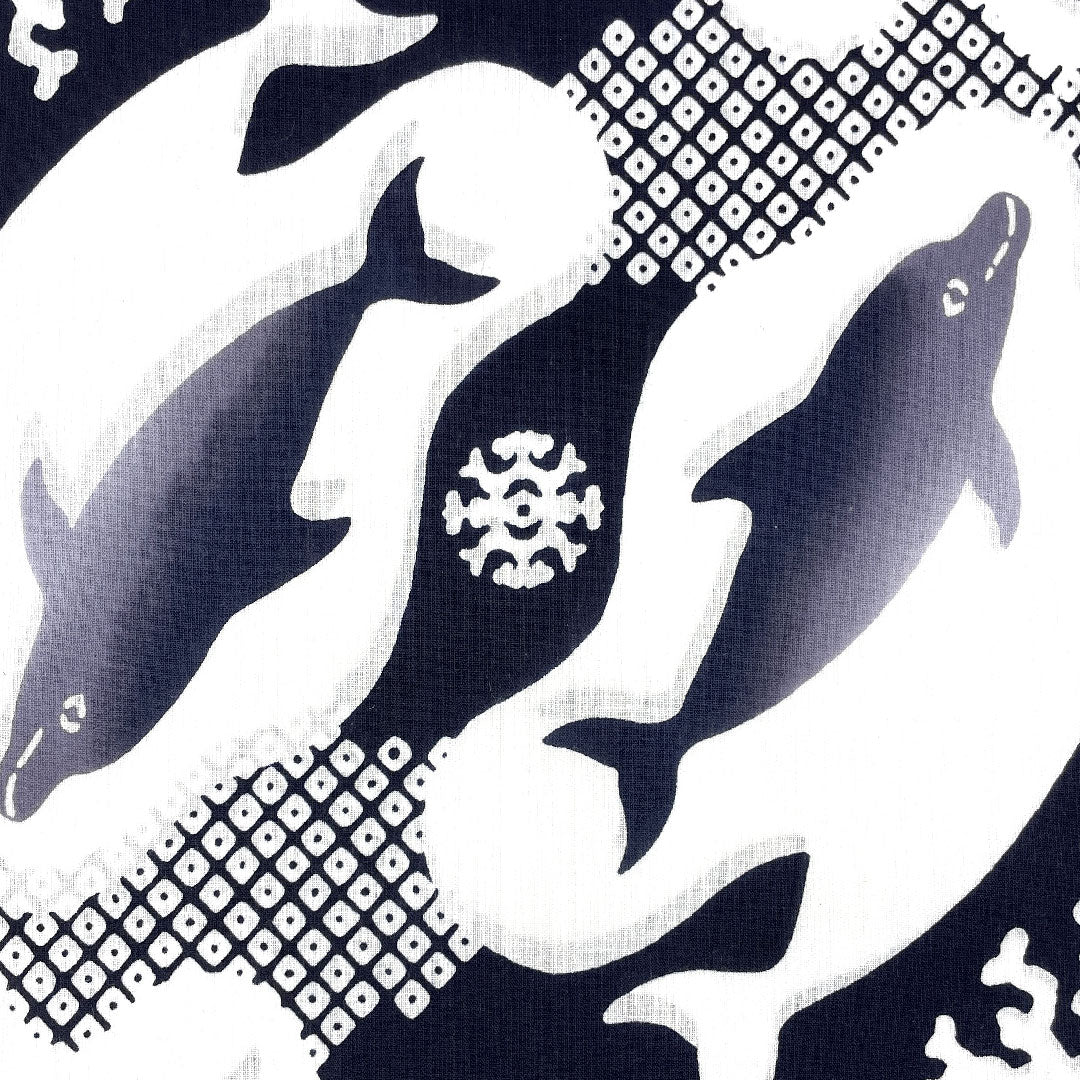 (New) Yukata CalenBlosso Dolphin pattern Roll of cotton New rank Navy 1118000391118