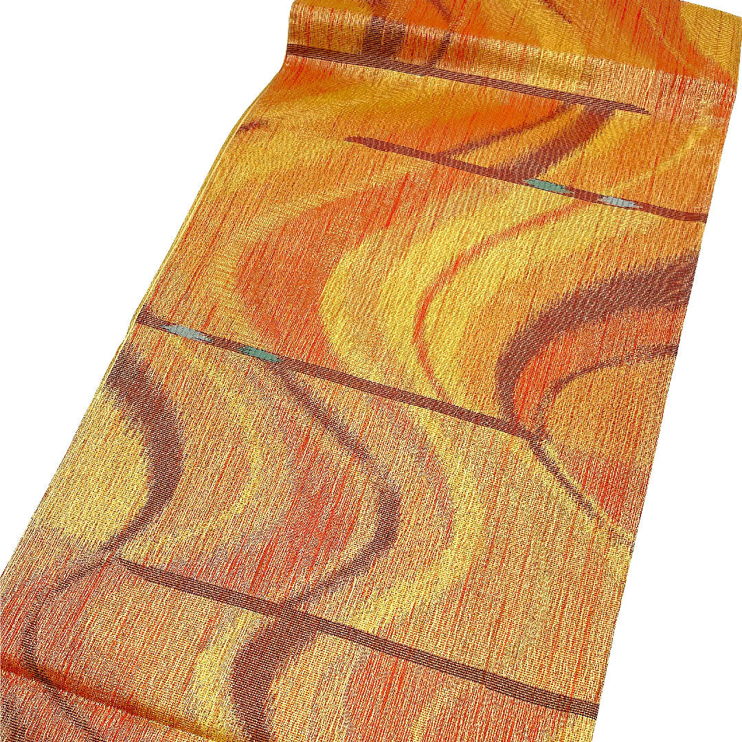 Fukuro Obi (Flowing Water) Length 434cm Pure Silk S Rank Six-way Casual Brown 1123002322314