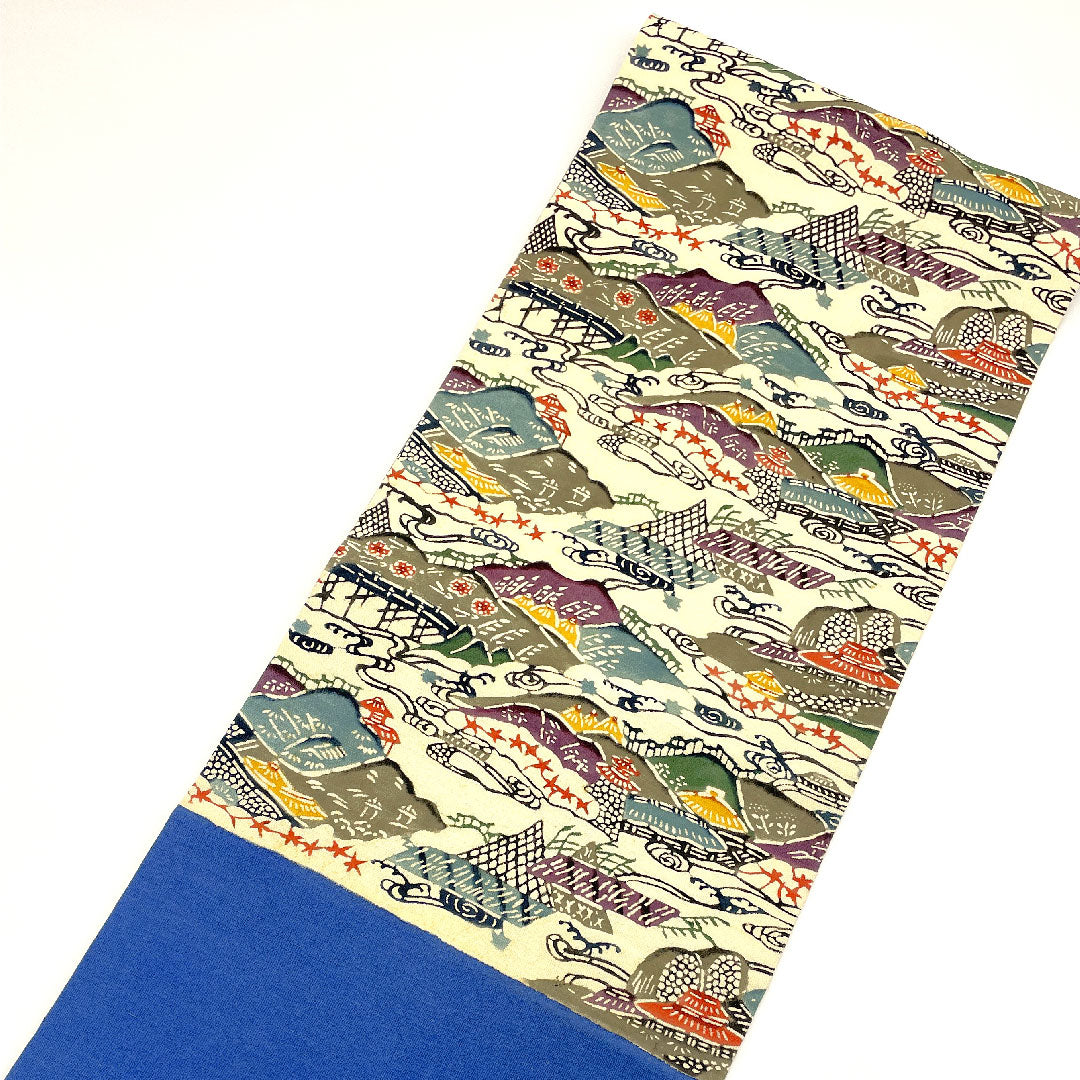 Nagoya obi, Kyoto Bingata style, stencil dyeing, obi length 354cm, pure silk, A rank, six-pass, casual, white, 1124000633311, Nagoya style