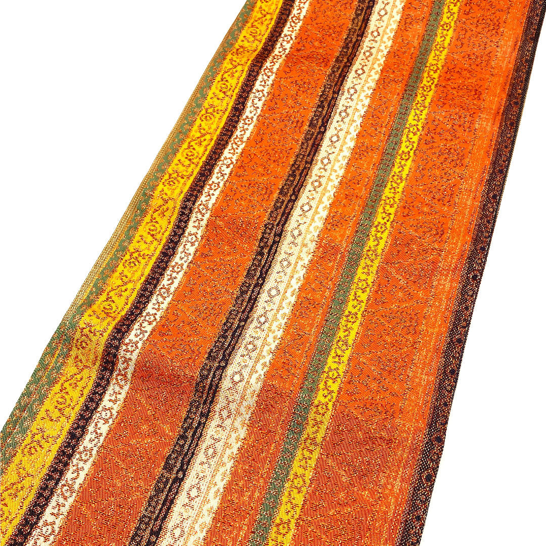 Fukuro Obi Striped Geometric Pattern Length 424cm Pure Silk S Rank Six-way Casual Vermilion 1123001702316