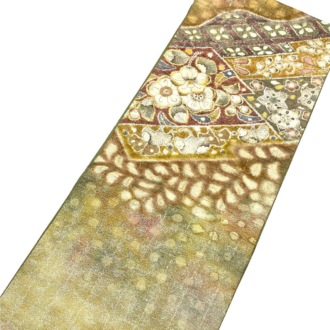 Fukuro Obi Tsujigahana Fukureori Obi Length 444cm Pure Silk S Rank Point Pattern Semi-Formal Gold 1123001412321