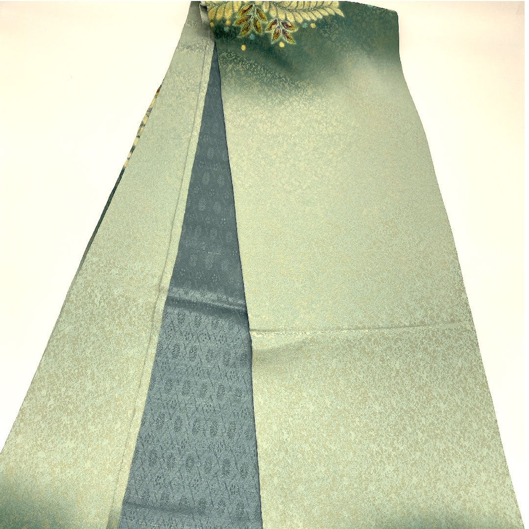 Fukuro Obi, Artist's Work, Gold Thread, Tsujigahana, Length 456cm, Pure Silk, S Rank, Point Pattern, Formal, Green, 1123001352419