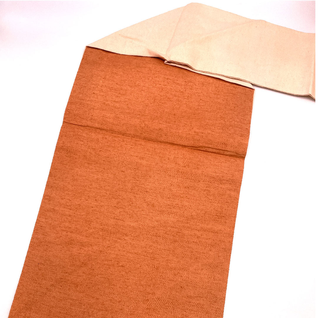 Nagoya obi with certificate, authentic Yuki Tsumugi, handwritten, floral, bamboo, obi length 376cm, pure silk, S rank, point pattern, casual, vermilion, 1124000412316, Nagoya tailoring
