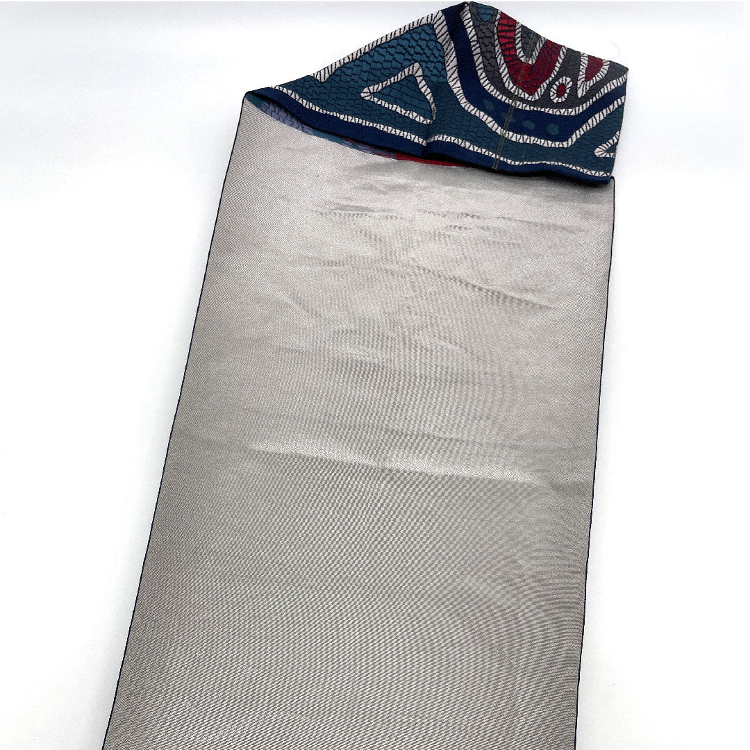 Nagoya obi, authentic Chikuzen Hakata, abstract pattern, obi length 360cm, pure silk, S rank, six-pass, casual, blue, 1124000532317, Matsuba style