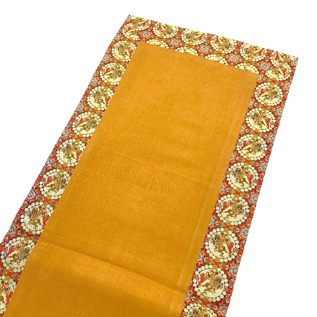 Nagoya obi, Tatsumura Art Textiles, Lion Hunting Pattern Nishiki, Length 359cm, Pure Silk, S Rank, Full Length, Casual, Brown, 1124001072314, Open-cut