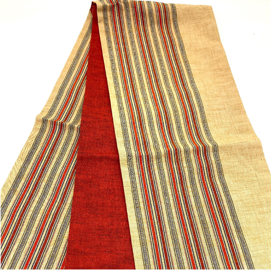 [Unfinished] Nagoya Obi - Pure Silk - S Rank - Stripes - Obi Length 352cm - Full-width Pattern - Casual - Brown Tones - 1124001132314