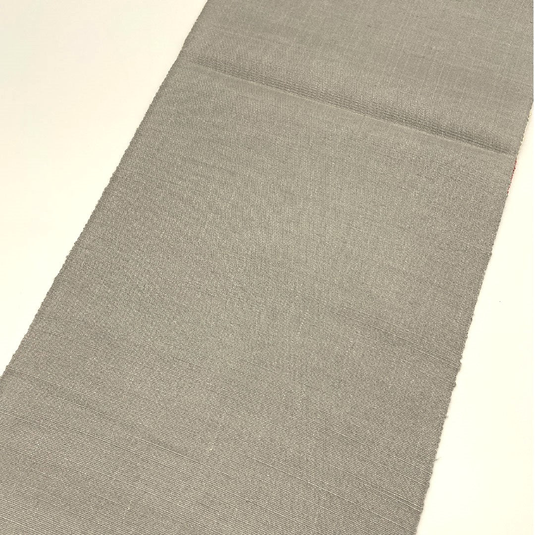 Nagoya obi, hand-woven tsumugi, abstract pattern, obi length 377cm, pure silk, S rank, point pattern, casual, gray, 1124000292322, pine needle style
