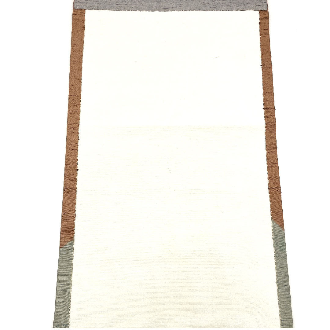 Nagoya Obi, Intangible Cultural Property, Ushiku Tsumugi, Sagara Embroidery, Floral Pattern, Obi Length 377cm, Pure Silk, A Rank, Point Pattern, Casual, Gray, 1124000574322, Open Style