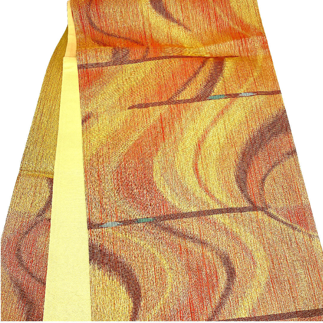 Fukuro Obi (Flowing Water) Length 434cm Pure Silk S Rank Six-way Casual Brown 1123002322314