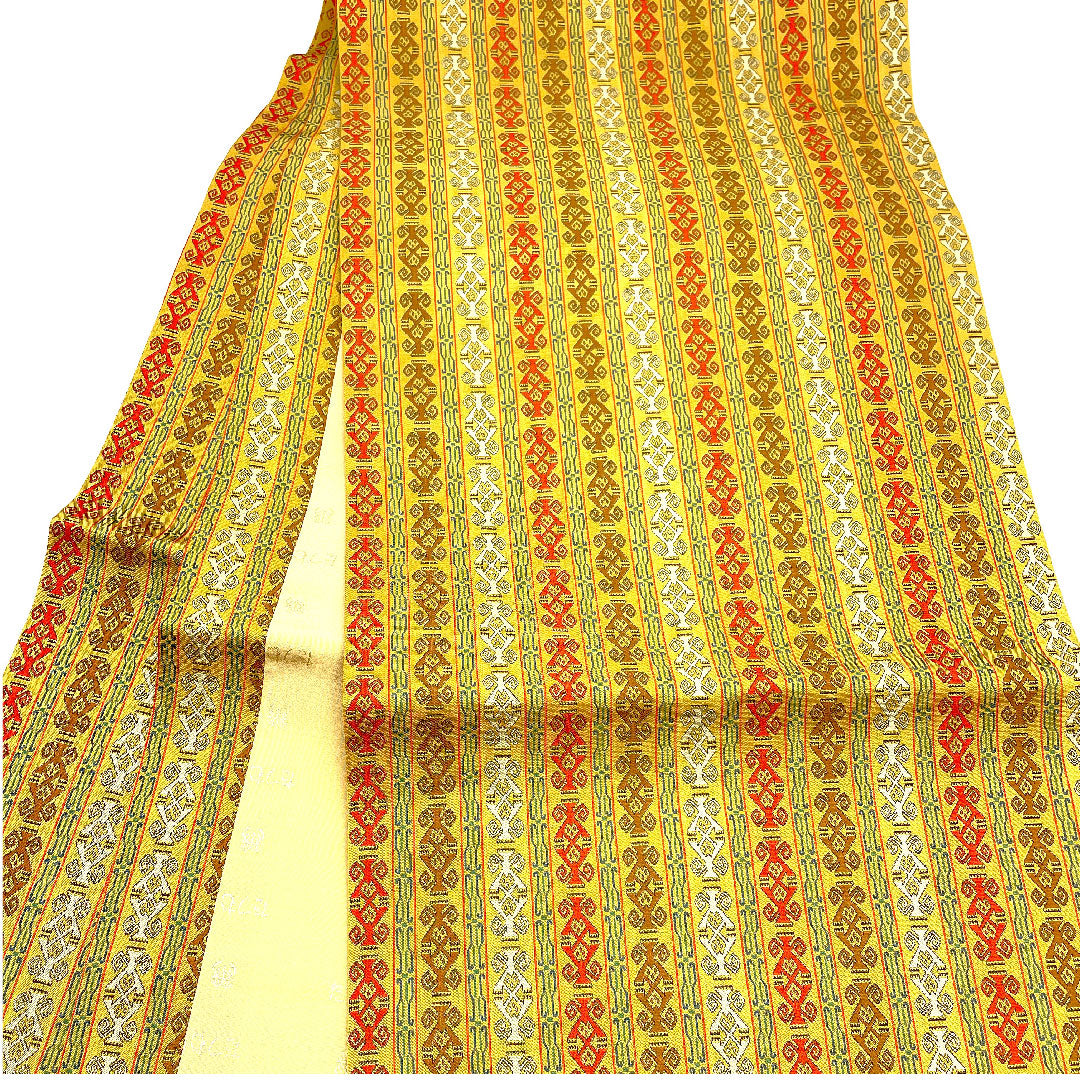 (Unused) Nagoya Obi, Tatsumura Bijutsu Orimono, Chankai no Monkey, Obi length 362cm, Pure silk, S rank, Full length, Casual, Yellow, 1124001032323, Open tailoring