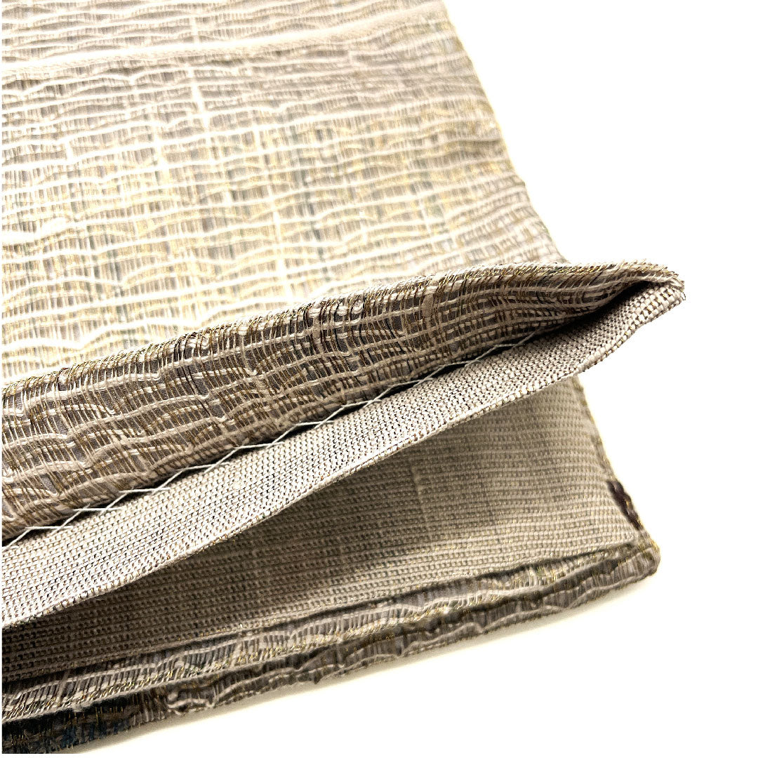 Fukuro Obi, scoop weave, geometric pattern, single layer, obi length 453cm, pure silk, S rank, point pattern, casual, gray, 1123001852422