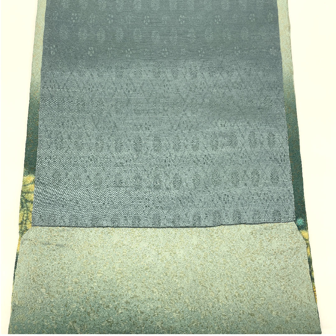 Fukuro Obi, Artist's Work, Gold Thread, Tsujigahana, Length 456cm, Pure Silk, S Rank, Point Pattern, Formal, Green, 1123001352419
