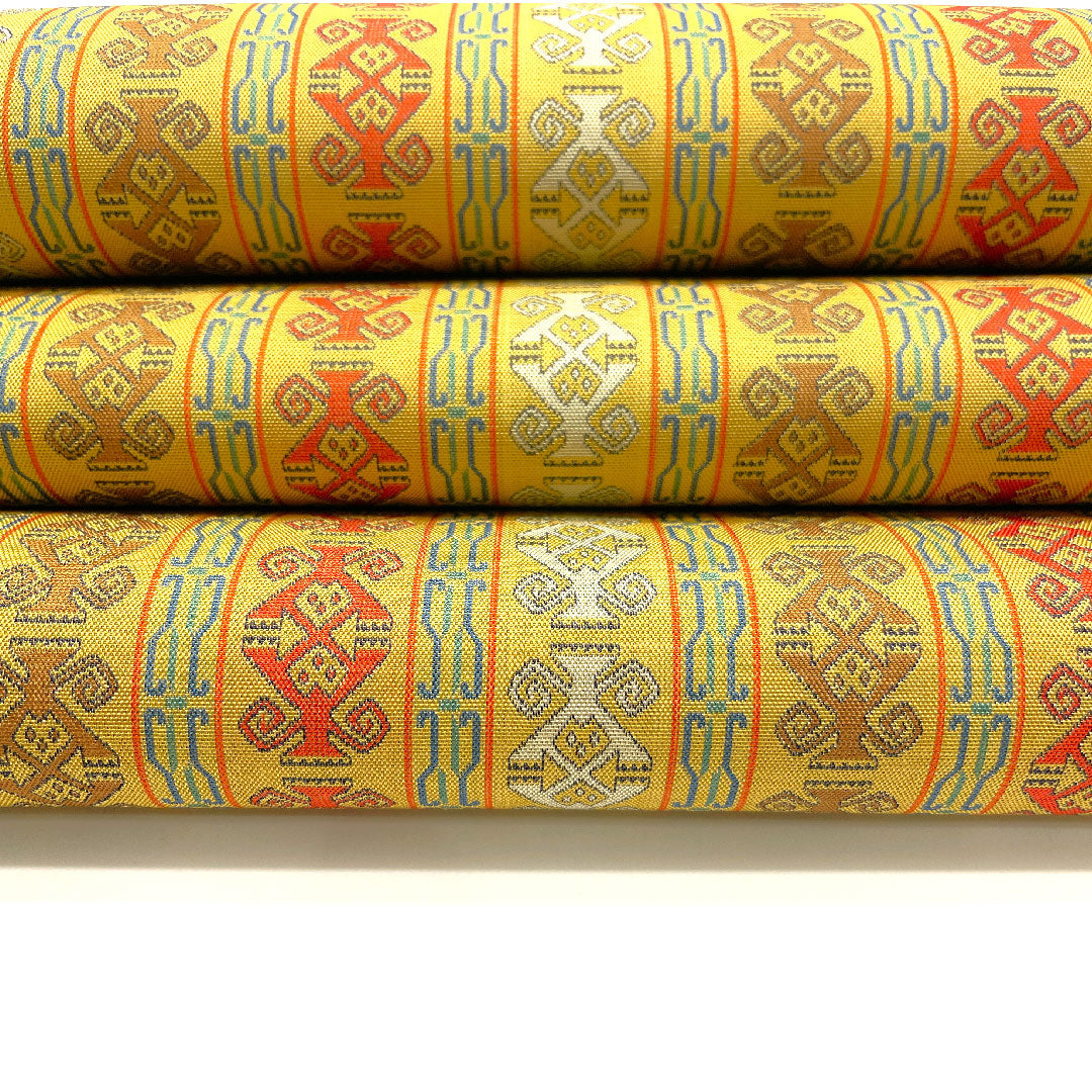 (Unused) Nagoya Obi, Tatsumura Bijutsu Orimono, Chankai no Monkey, Obi length 362cm, Pure silk, S rank, Full length, Casual, Yellow, 1124001032323, Open tailoring