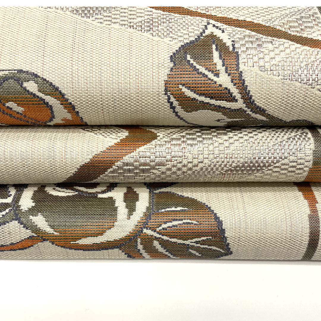 Nagoya obi, authentic Chikuzen Hakata, persimmon pattern, obi length 367cm, pure silk, S rank, six-pass, casual, brown, 1124000352314, Nagoya tailoring