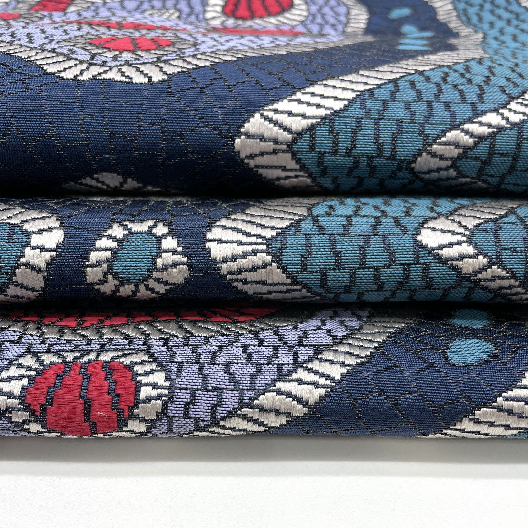 Nagoya obi, authentic Chikuzen Hakata, abstract pattern, obi length 360cm, pure silk, S rank, six-pass, casual, blue, 1124000532317, Matsuba style