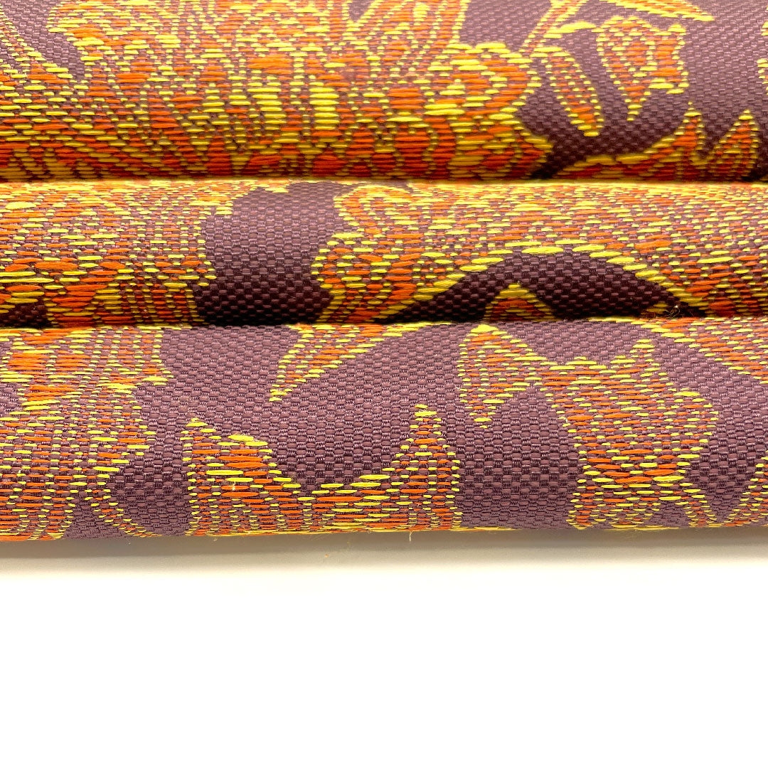 Nagoya obi with chintz pattern, obi length 359cm, pure silk, S rank, six-pass, casual, purple, 1124001182320, Nagoya style