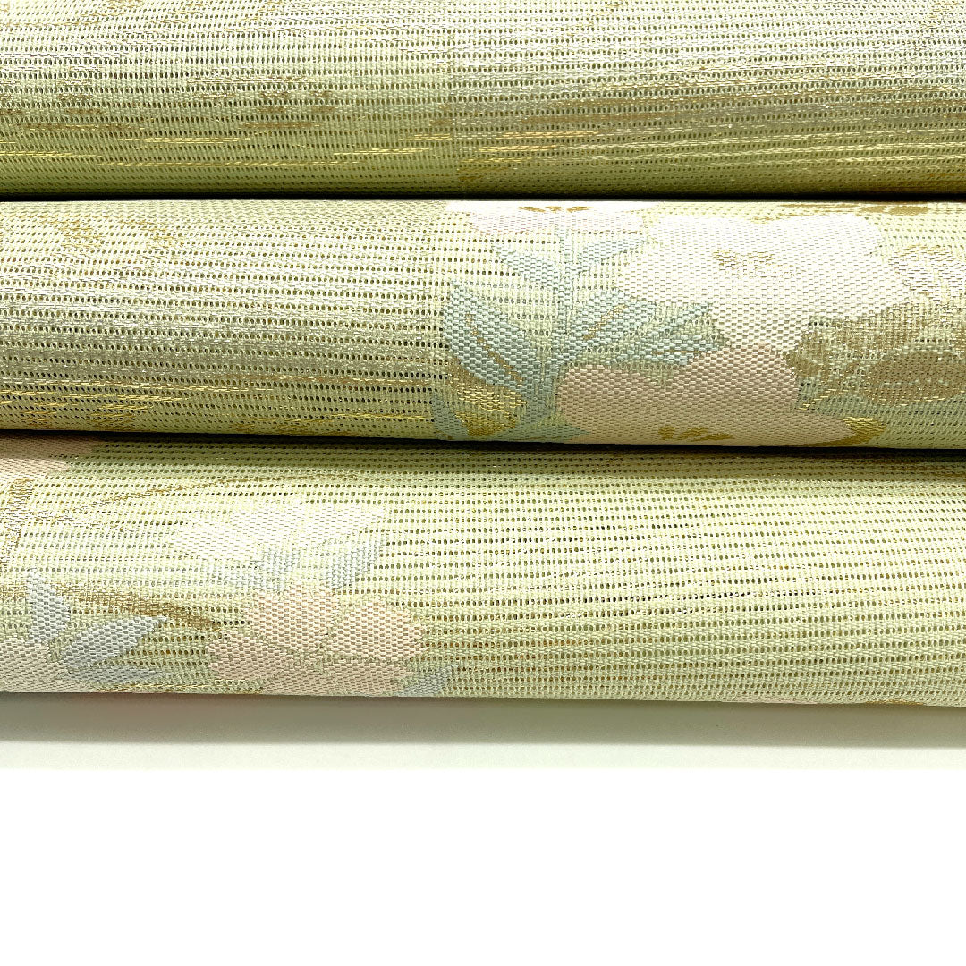[Unfinished] Fukuro obi, genuine silk, S rank, Nishijin Maizuru, Ro Natsuobi, autumn grasses, obi length 442cm, Rokutsu, formal, green family, 1123002392319