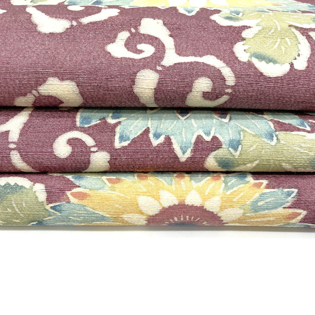 Nagoya obi with arabesque pattern and floral pattern, obi length 359.5cm, pure silk, S rank, six-pass, casual, purple, 1124000802320, Nagoya style