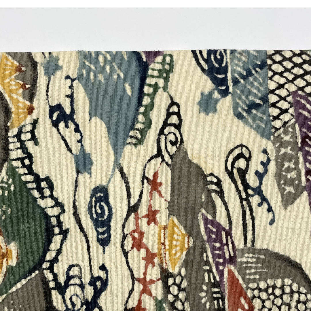 Nagoya obi, Kyoto Bingata style, stencil dyeing, obi length 354cm, pure silk, A rank, six-pass, casual, white, 1124000633311, Nagoya style