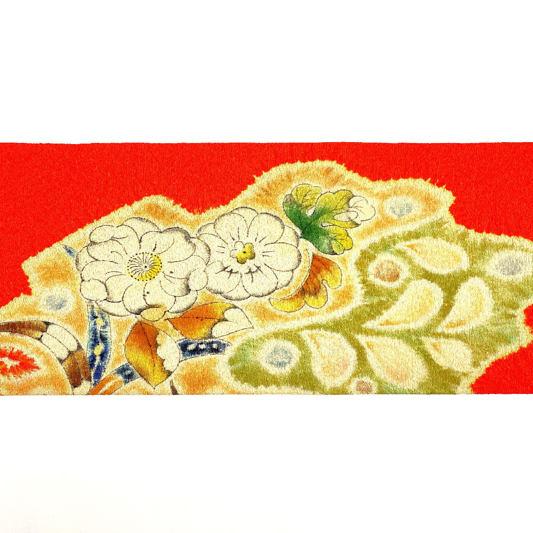 名古屋帯 辻ヶ花 古典 帯丈362cm 正絹 Sランク ポイント柄 カジュアル 赤系 1124001102312  名古屋仕立て