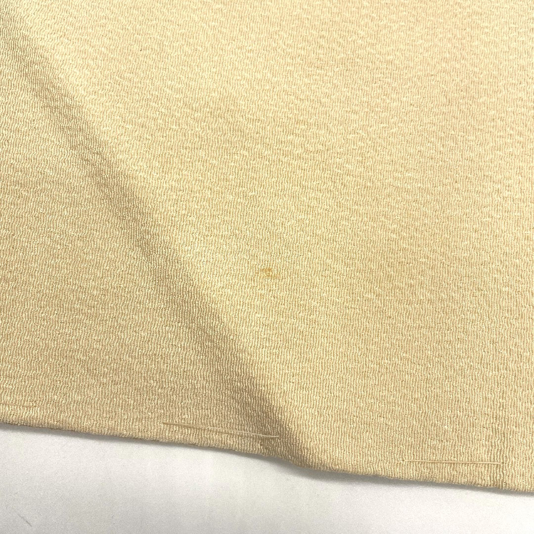 名古屋帯 縮緬地 型染 松竹梅に守礼門模様 帯丈362cm 正絹 Bランク ポイント柄 カジュアル クリーム系 1124000194315  名古屋仕立て