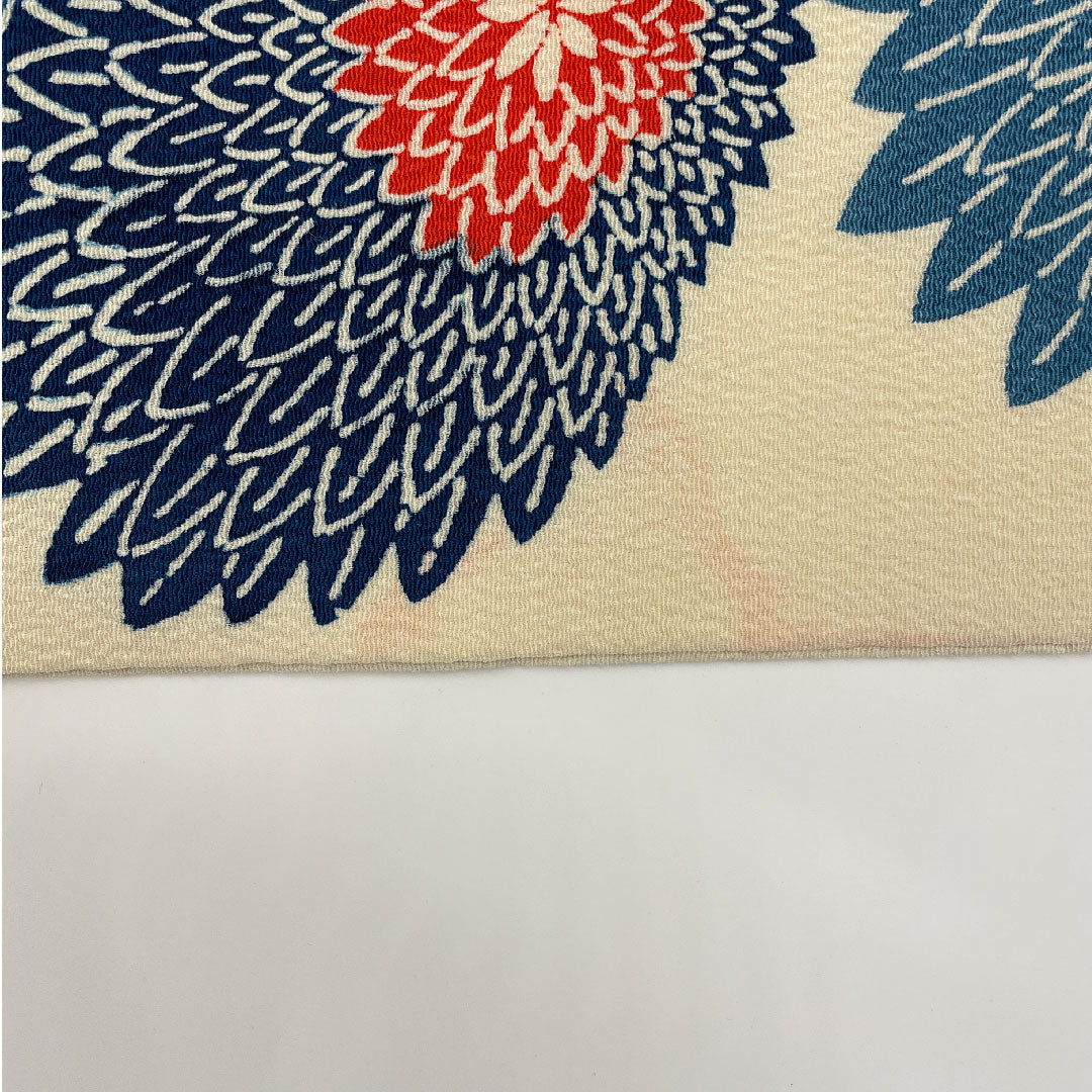 Nagoya Obi, Crepe Fabric, Chrysanthemum Pattern, Obi Length 361cm, Pure Silk, B Rank, Full Length, Casual, Cream, 1124000314315, Nagoya Made