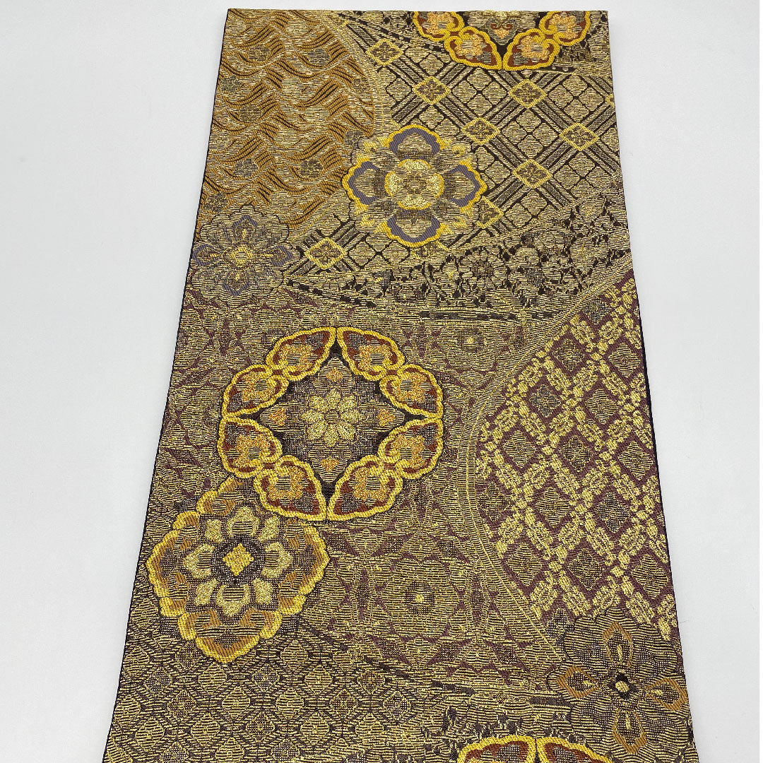 Fukuro Obi Wanaori Shosoin Pattern Obi Length 436cm Pure Silk S Rank Six-pass Semi-formal Gold 1123000682321
