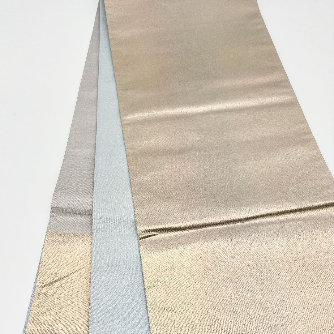 Fukuro-obi (sash) with gold leaf finish, phoenix and mother-of-pearl, obi length 440cm, pure silk, A rank, point pattern, formal, gold, 1123001043321