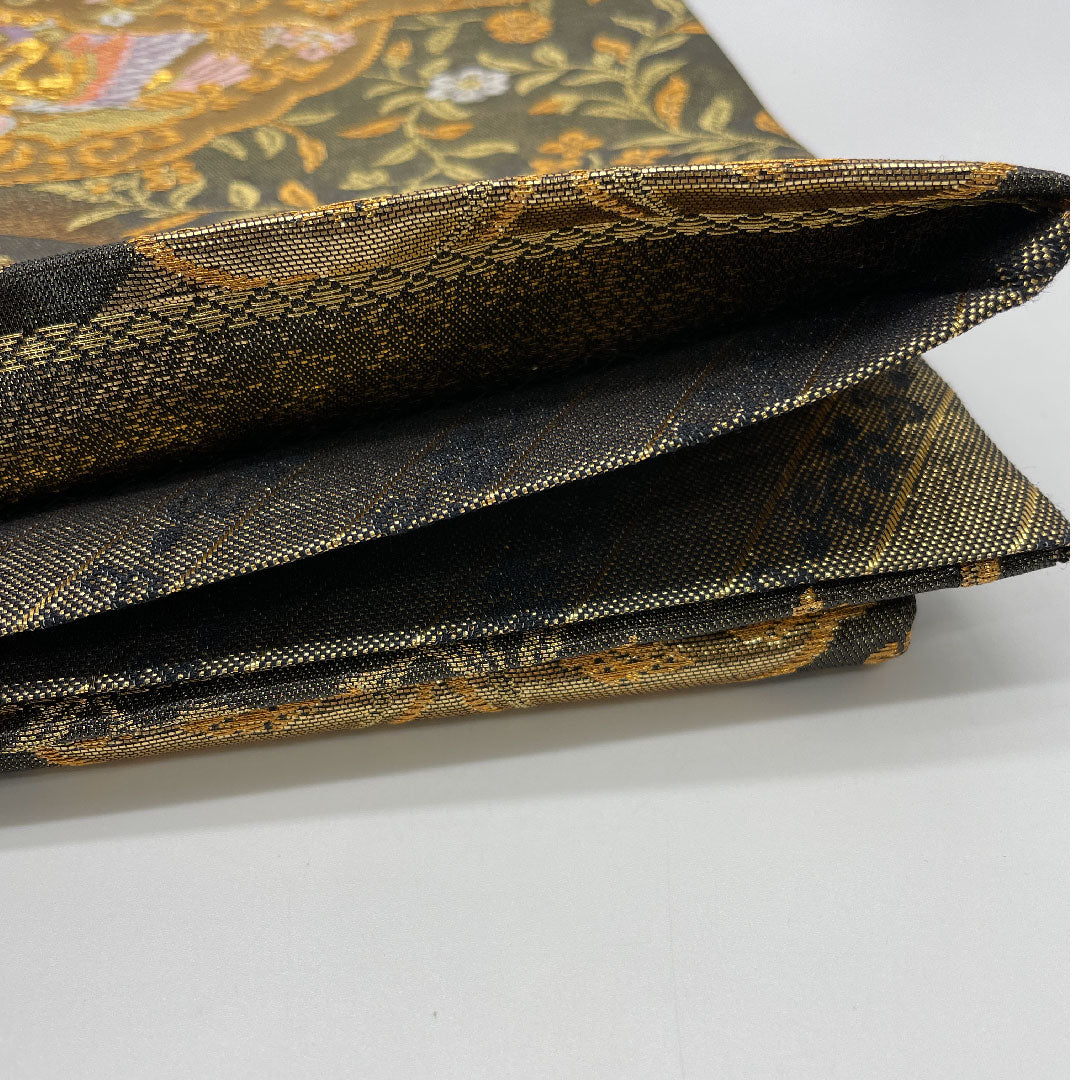 Fukuro Obi, Length 424cm, Pure Silk, A Rank, Six-way, Formal, Gold, 1123000613321