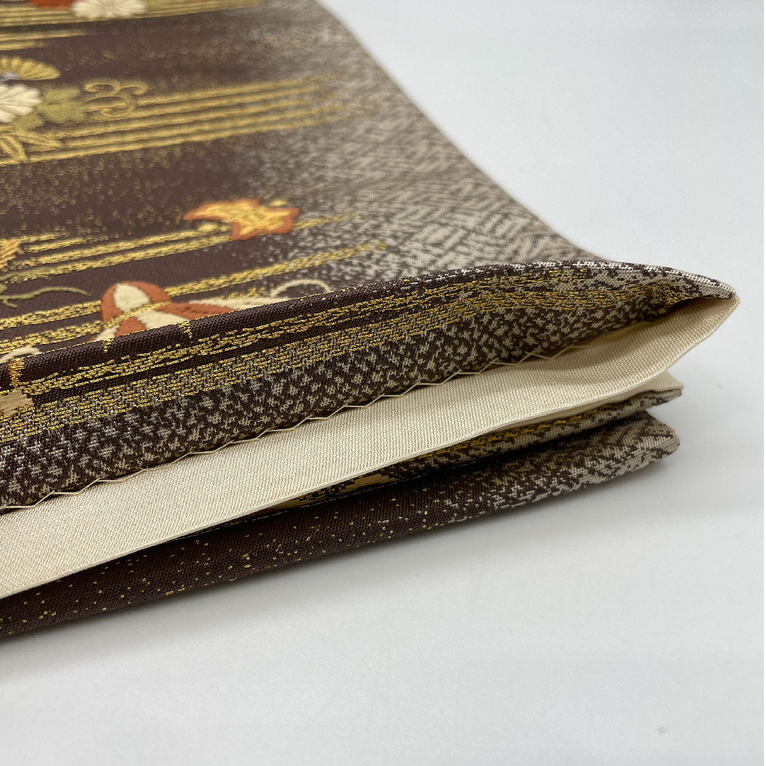 Fukuro Obi, Auspicious Pattern, Length 424cm, Pure Silk, S Rank, Six-way, Formal, Brown, 1123001002314