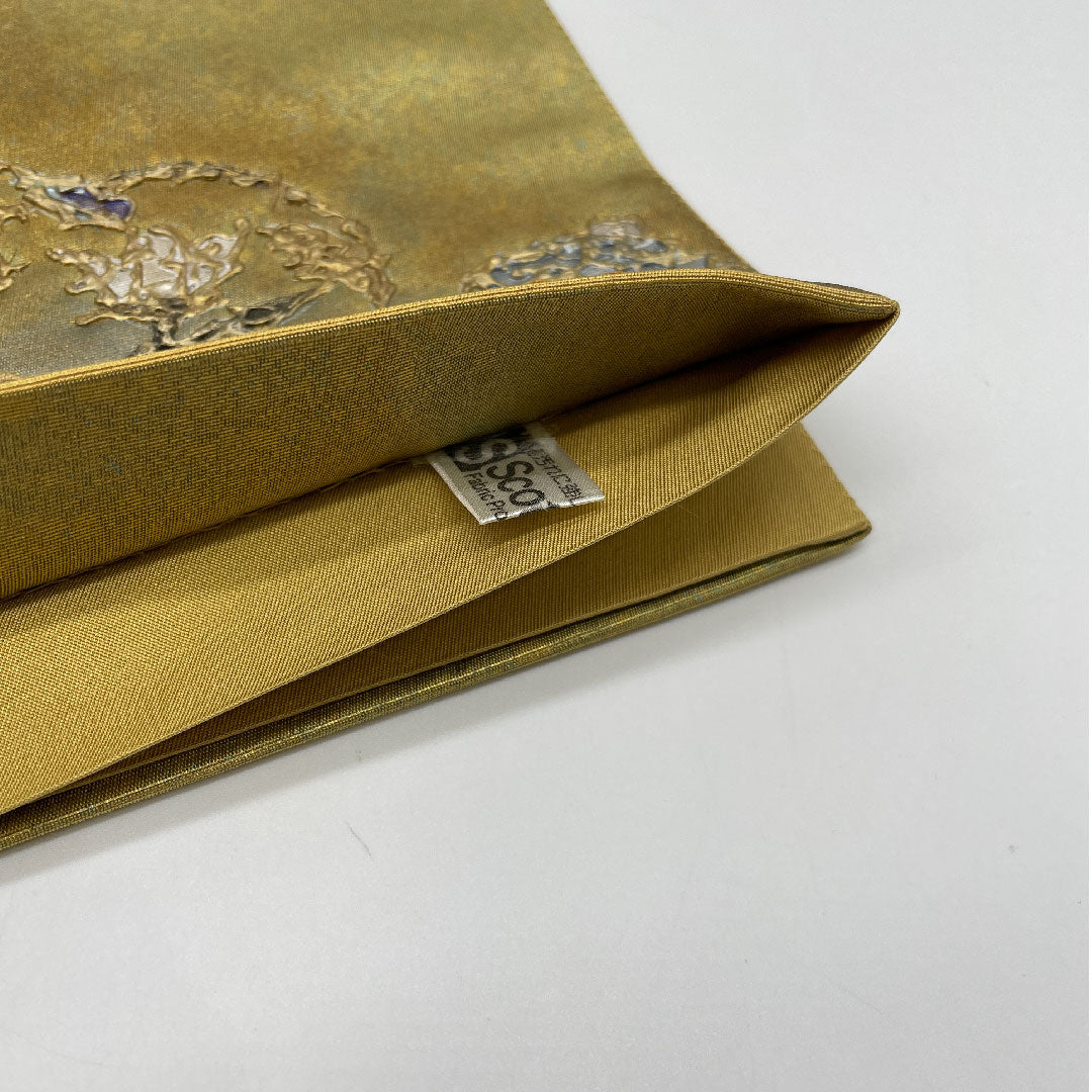 Fukuro Obi, geometric pattern, gold leaf finish, Ayako Mihara, obi length 440cm, pure silk, A rank, point pattern, formal, gold, 1123001053321