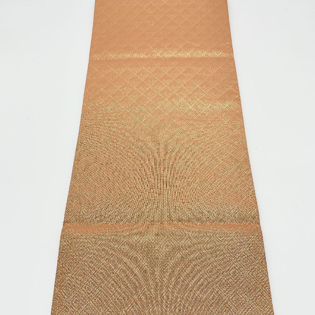 Fukuro Obi, Vermilion and Gold Young Pine Pattern, Diamond Pattern, Length 455cm, Pure Silk, A Rank, Six-way, Formal, Pink, 1123001153413