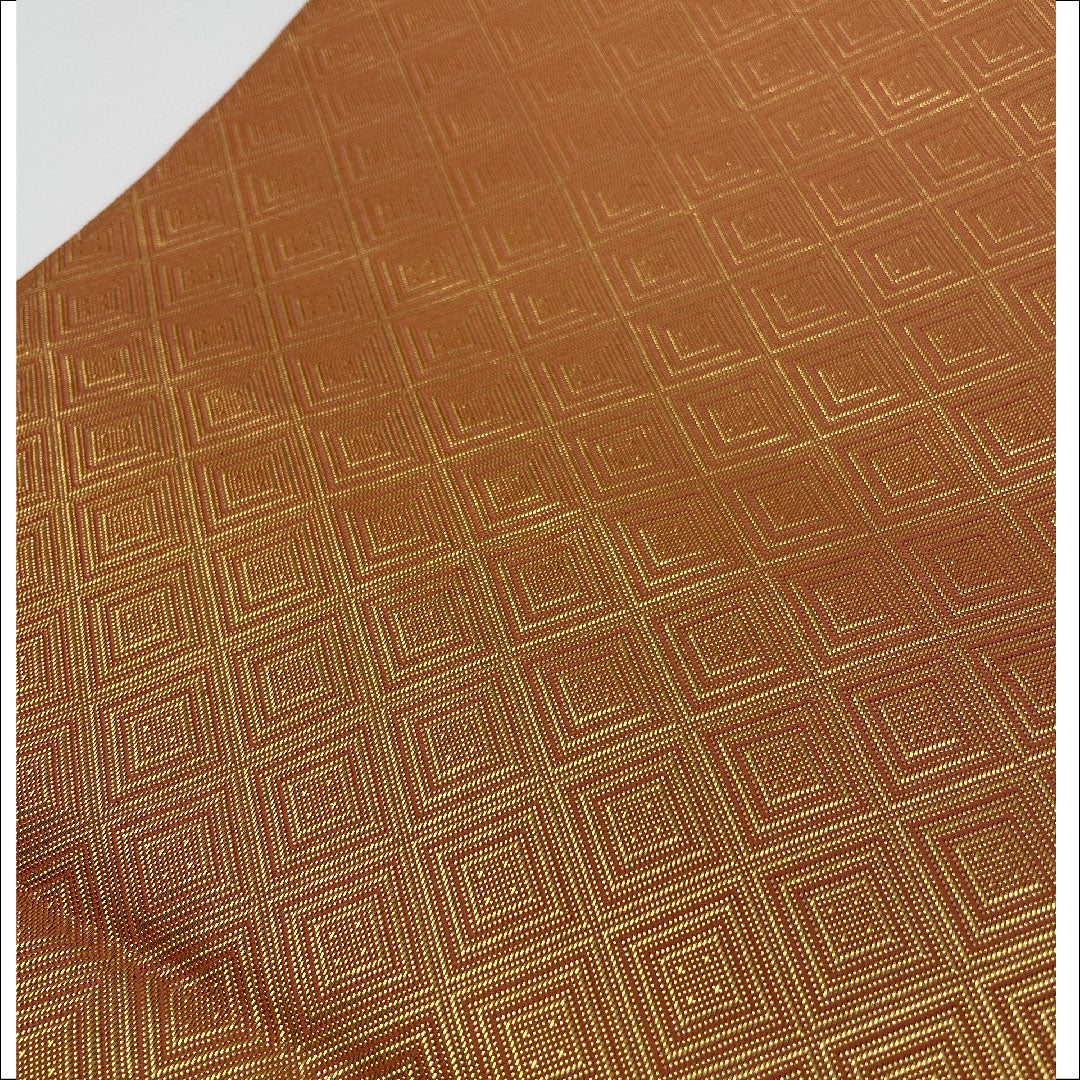 Fukuro Obi, Vermilion and Gold Young Pine Pattern, Diamond Pattern, Length 455cm, Pure Silk, A Rank, Six-way, Formal, Pink, 1123001153413