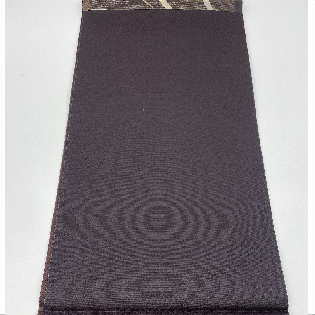 袋帯  幾何学模様 帯丈442cm 正絹 Sランク 六通 カジュアル 茶系 1123000772314