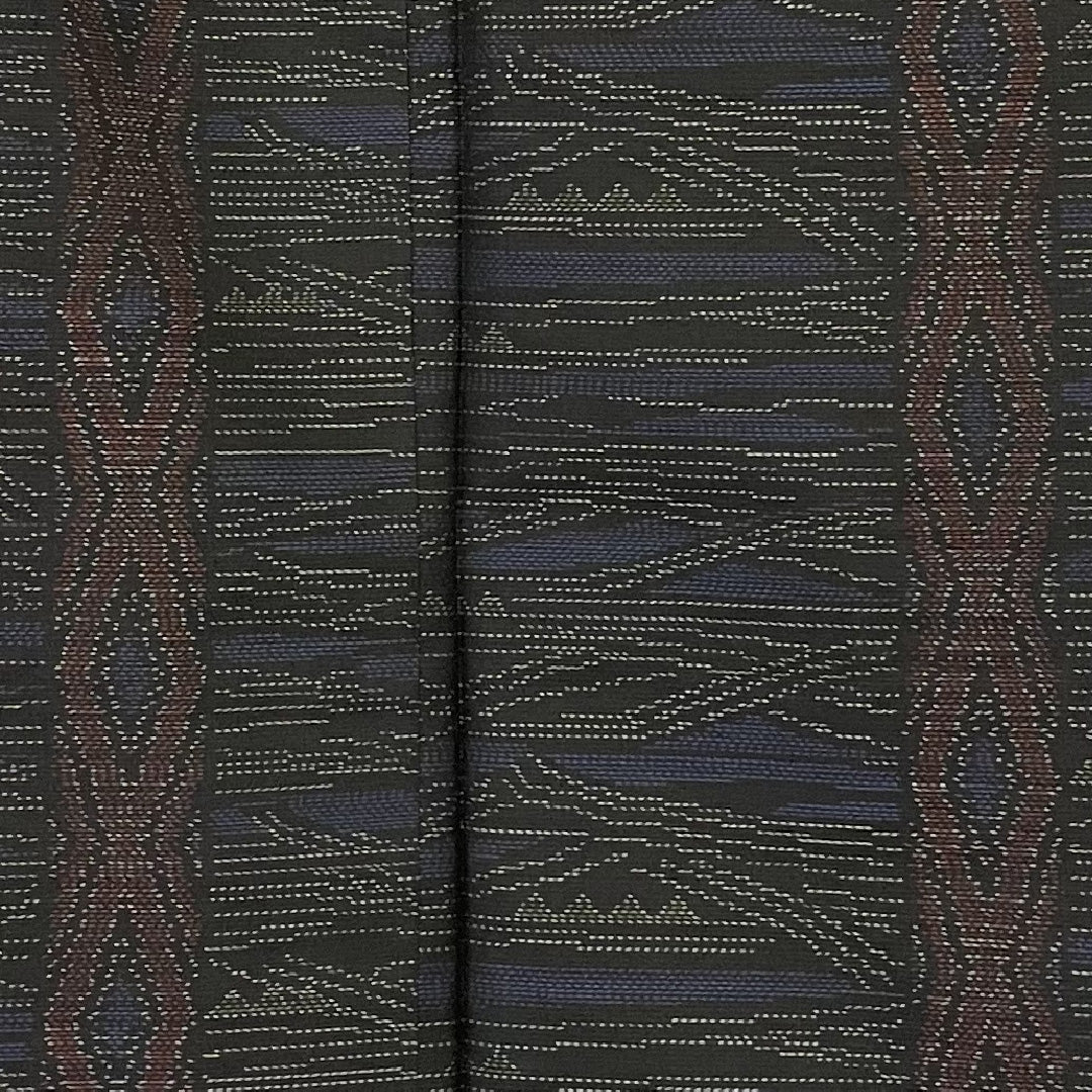 大島紬 身丈156cm 裄丈62cm 幾何学 正絹 美品 袷 ブラック 1116000073310