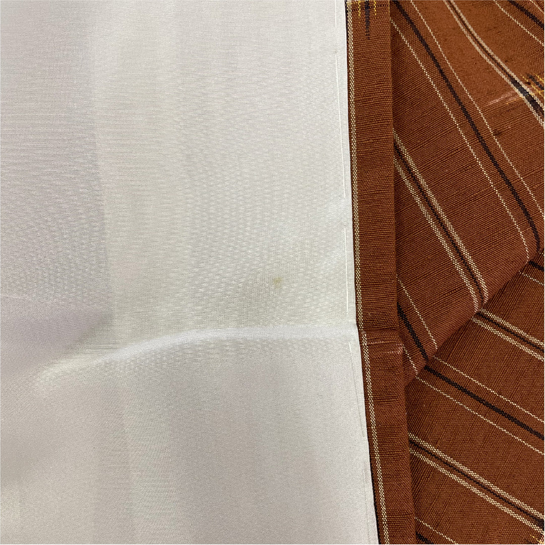 紬 正絹 身丈162cm 裄丈65cm 縞 Bランク 袷 茶系 1116000264414