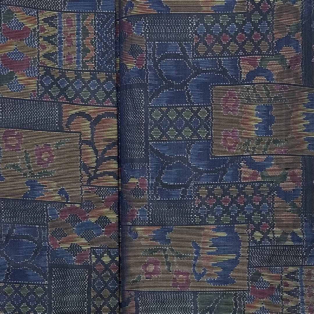 Oshima Tsumugi, Length 158cm, Sleeve length 64.5cm, Original layout, Pure silk, Excellent condition, Awase, Navy blue, 1116000183318