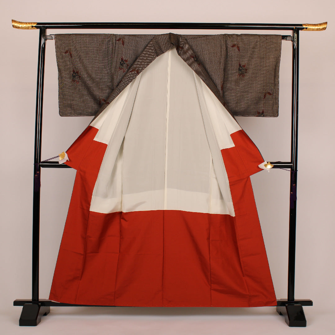Oshima Tsumugi Length 160cm Sleeve length 66cm Original Pure silk Excellent condition Awase Brown 1116000172314